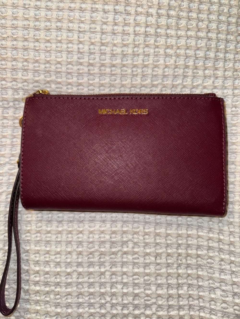 Michael Kors Burgundy Saffiano Leather Wristlet